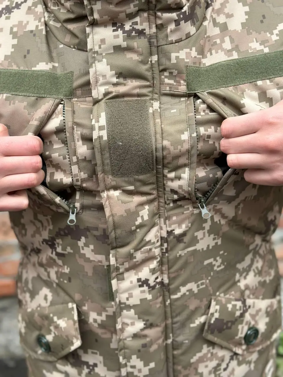 Зимова парка тактична піксель на флісі