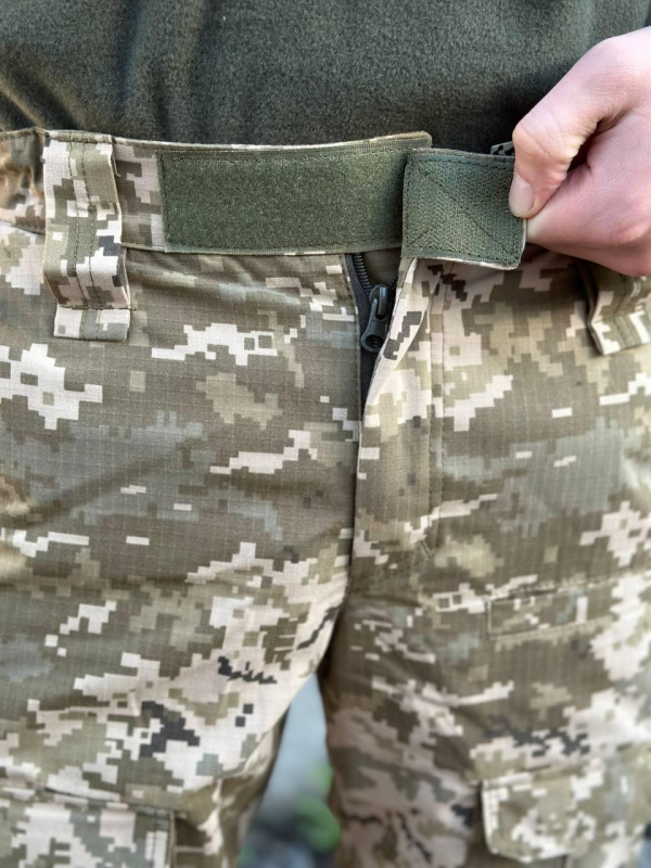Теплі штани піксель ріпстоп на флісі з наколінниками