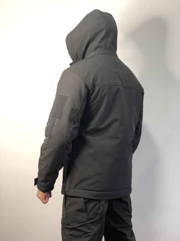 Зимова тактична куртка Soft Shell з утепленням Omni-Heat чорна