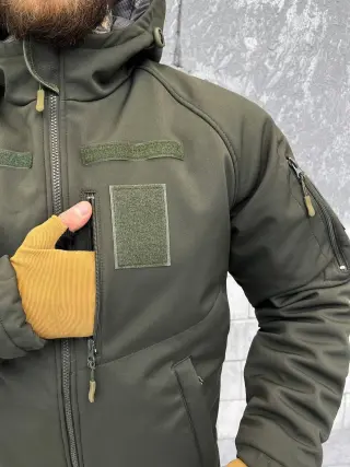 Зимова тактична куртка Soft Shell з утепленням Omni-Heat хакі