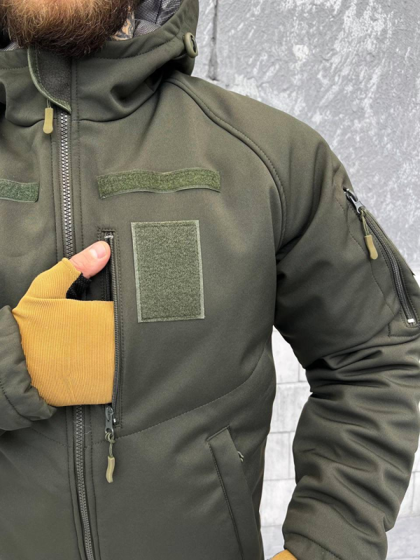Зимова тактична куртка Soft Shell з утепленням Omni-Heat хакі