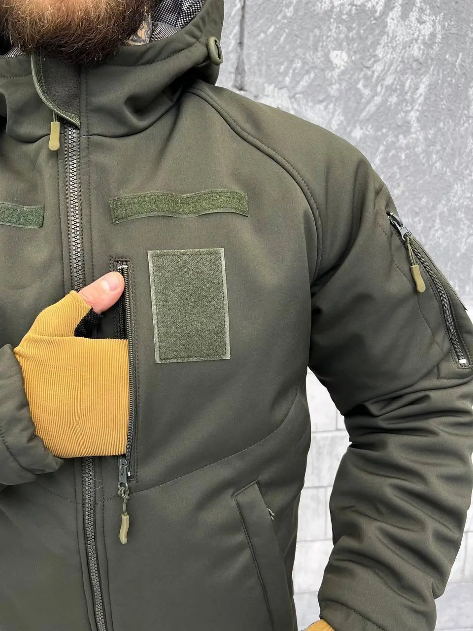 Зимова тактична куртка Soft Shell з утепленням Omni-Heat хакі