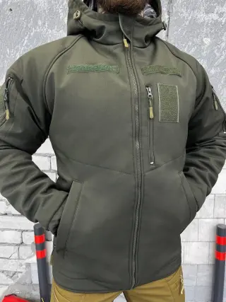 Зимова тактична куртка Soft Shell з утепленням Omni-Heat хакі