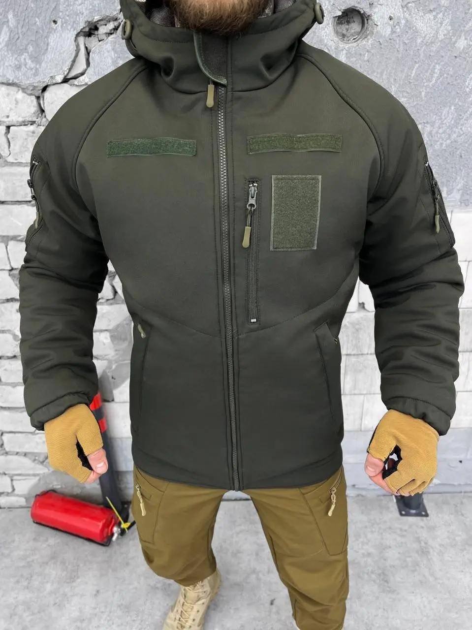 Зимова тактична куртка Soft Shell з утепленням Omni-Heat хакі
