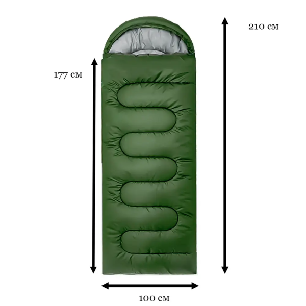 Теплий спальний мішок хакі King Size (210х100см)