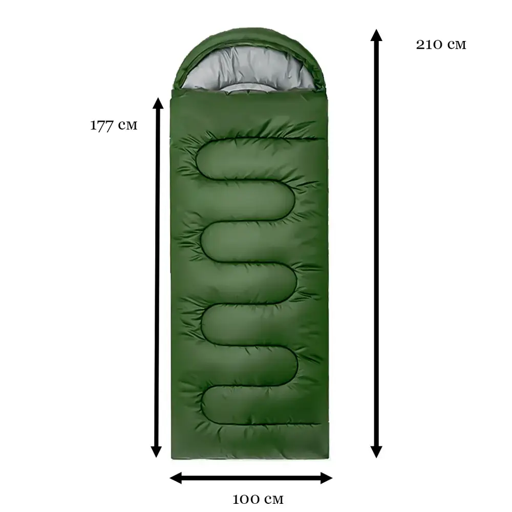 Теплий спальний мішок хакі King Size (210х100см)