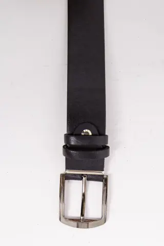 Чорний чоловічий ремінь, з еко-шкіри з класичною пряжкою, 196RL35U1W80