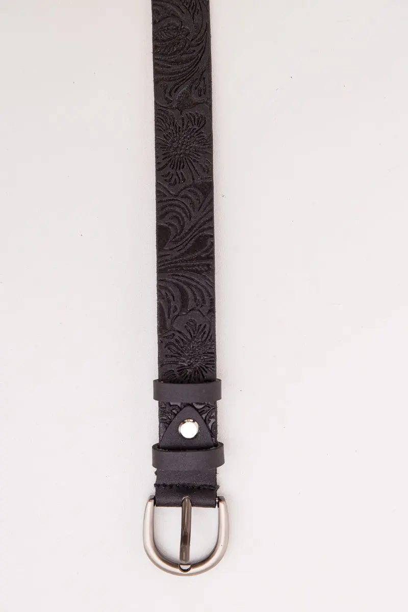 Жіночий ремінь з класичною пряжкою, чорного кольору, 196RL25S0W103