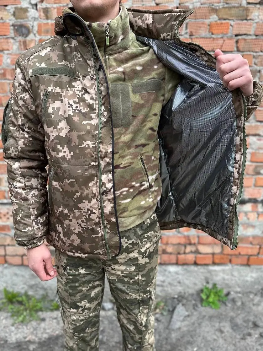 Тепла водонепроникна куртка піксель Soft Shell з утепленням Omni-Heat