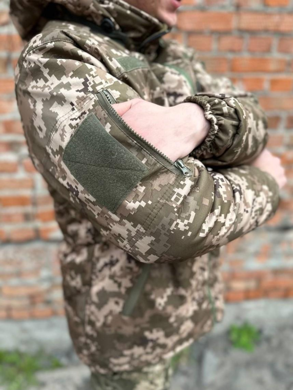 Тепла водонепроникна куртка піксель Soft Shell з утепленням Omni-Heat