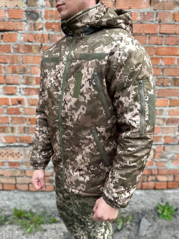 Тепла водонепроникна куртка піксель Soft Shell з утепленням Omni-Heat
