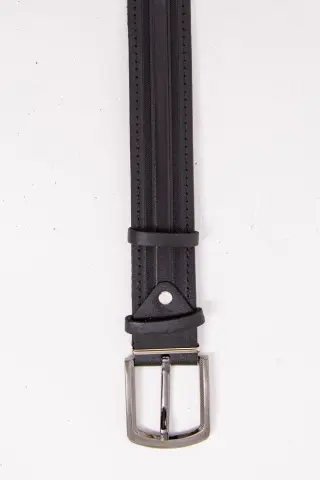 Чоловічий ремінь з еко-шкіри, колір Чорний, 196R40S1W18