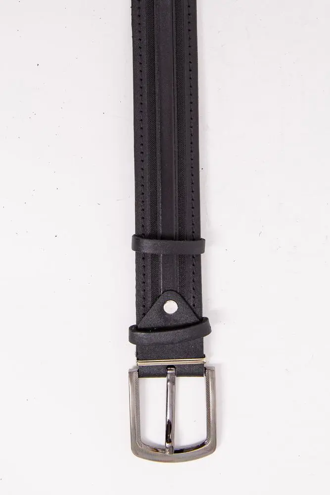 Чоловічий ремінь з еко-шкіри, колір Чорний, 196R40S1W18