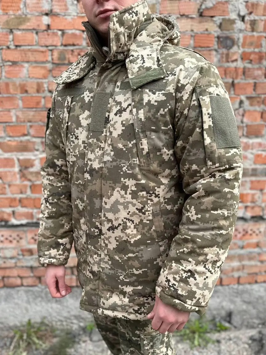 Бушлат зимовий піксель ріпстоп на флісі