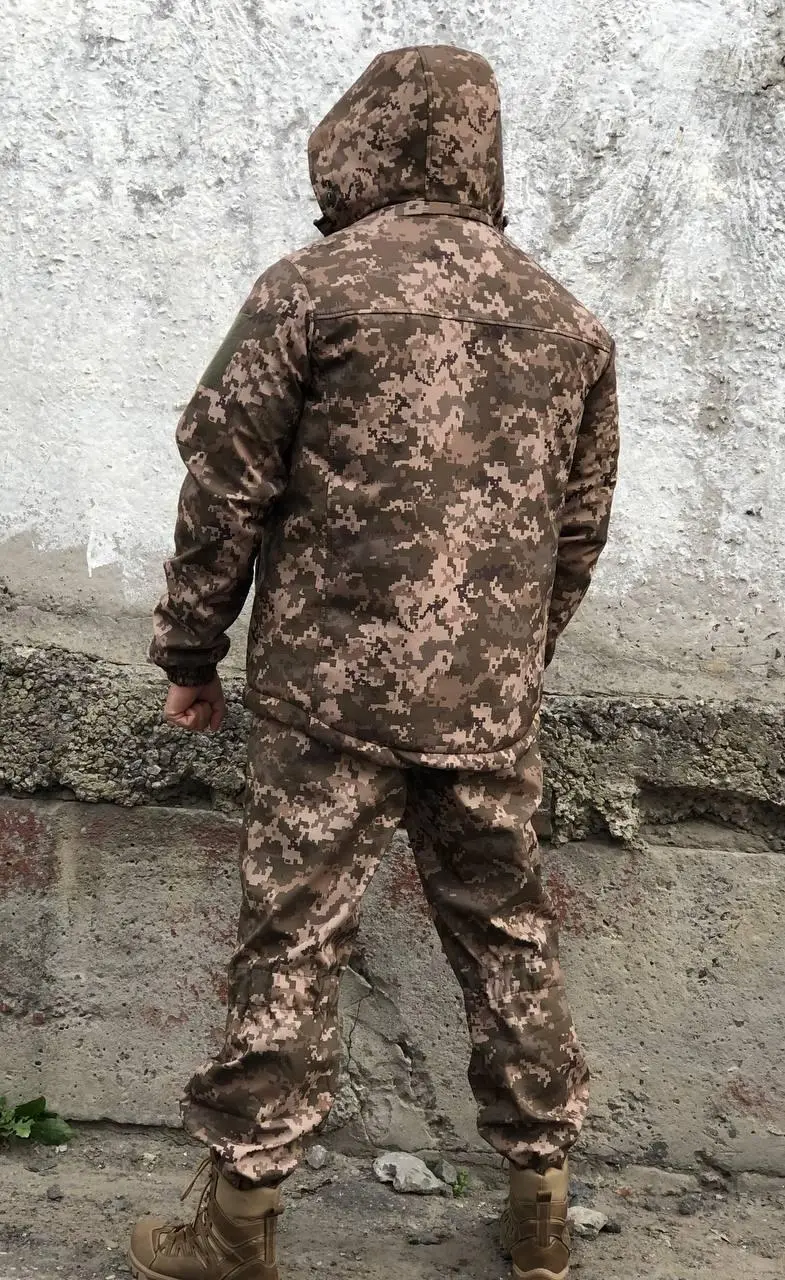 Костюм комбінезон + куртка Soft Shell піксель зимовий