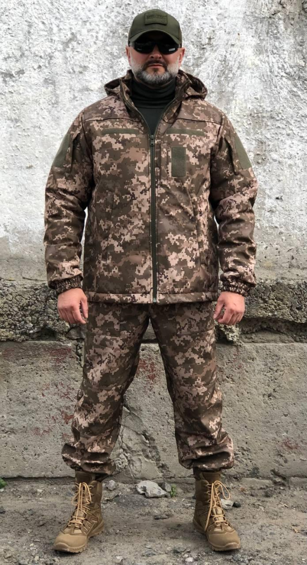 Костюм комбінезон + куртка Soft Shell піксель зимовий