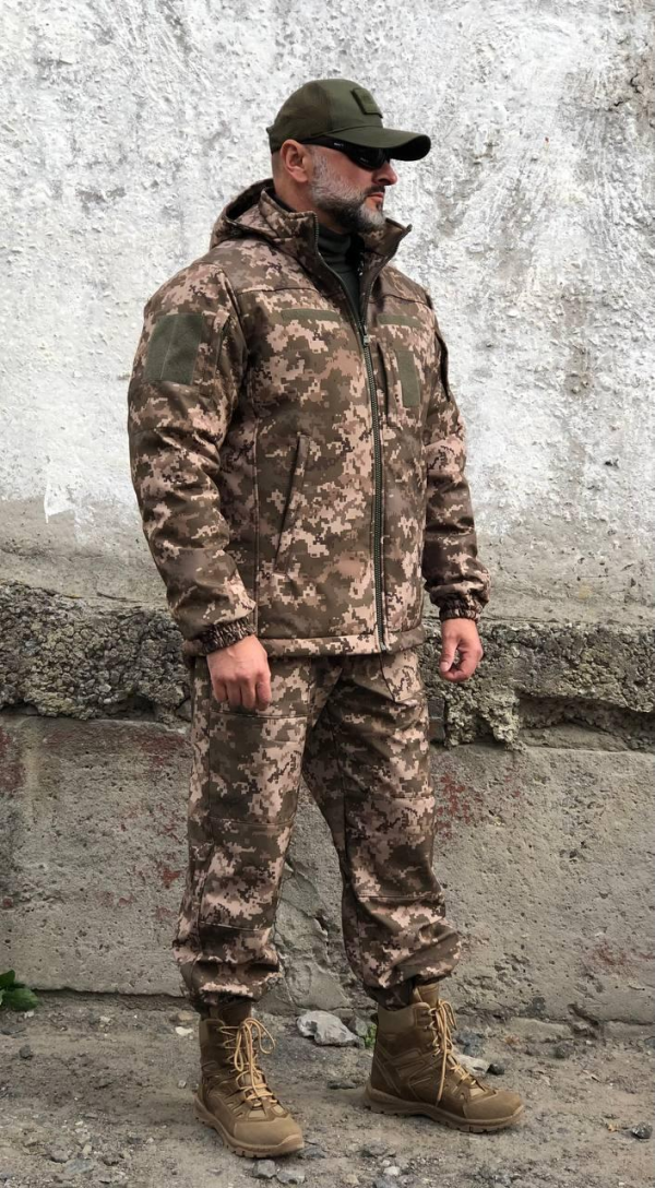 Костюм комбінезон + куртка Soft Shell піксель зимовий