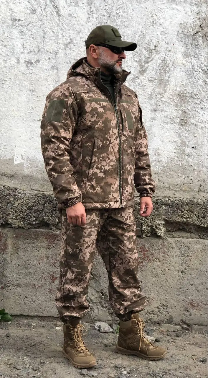 Костюм комбінезон + куртка Soft Shell піксель зимовий