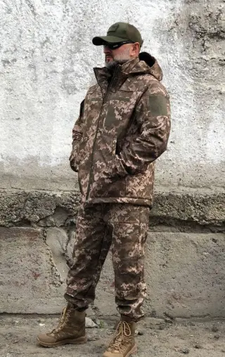 Костюм комбінезон + куртка Soft Shell піксель зимовий