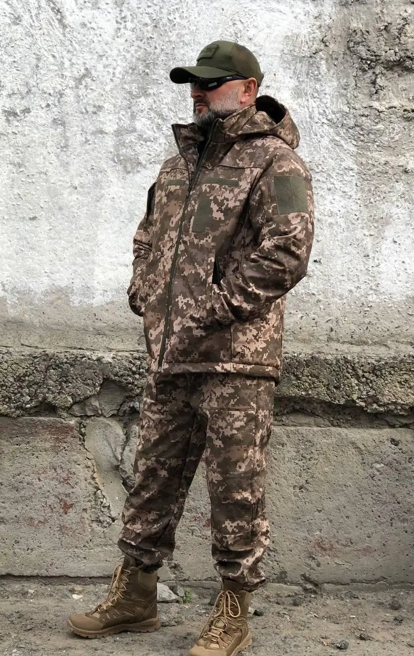 Костюм комбінезон + куртка Soft Shell піксель зимовий