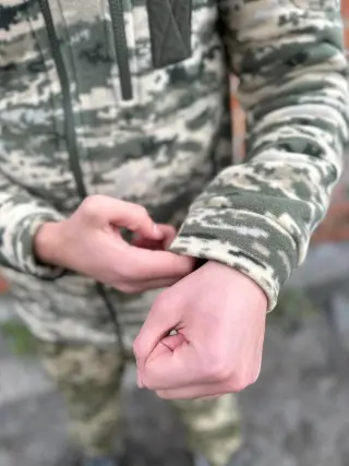 Флісова кофта піксель з капюшоном v2