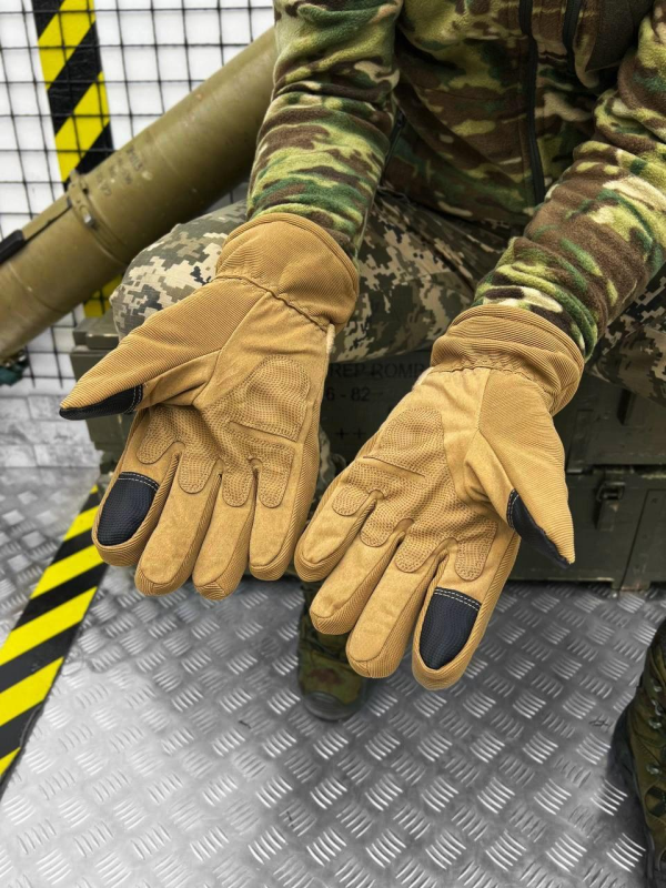 Рукавиці тактичні на флісі хакі, чорні, койот