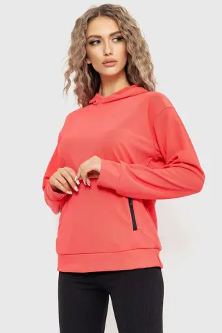 Худі жіночий з капюшоном, колір кораловий, 182R8030