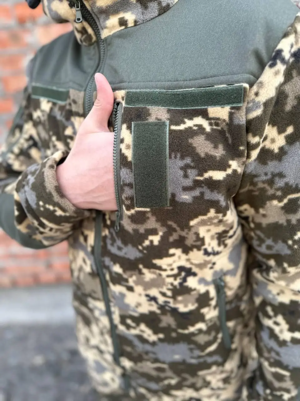 Флісова кофта піксель з капюшоном