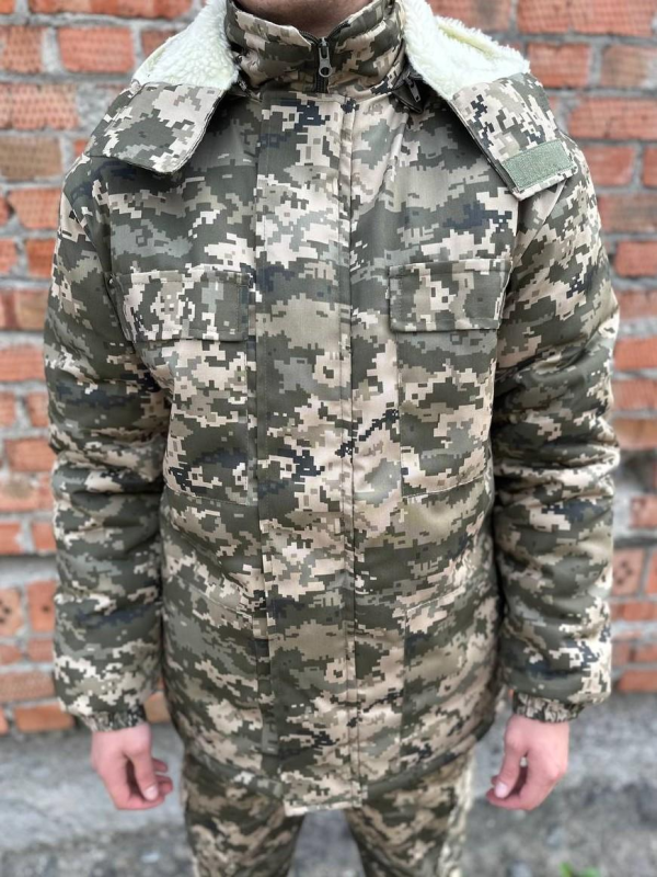 Бушлат піксель на хутрі зимовий