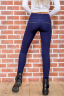Лосини зі вставками із шкірзаму, темно-синього кольору, 172R5514 - Фото 5