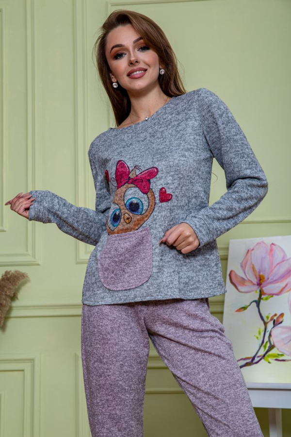 Жіночий костюм штани + кофта, сіро-пудрового кольору, 172R1211