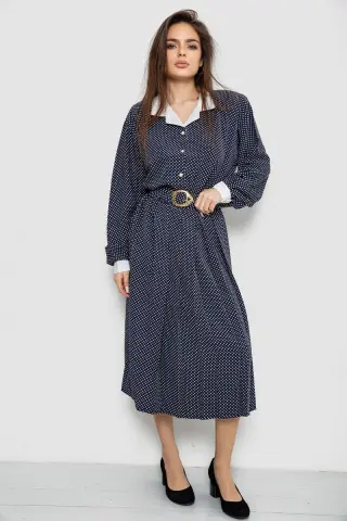 Костюм жіночий класичний у горох, колір синьо-білий, 167R3001