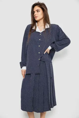 Костюм жіночий класичний у горох, колір синьо-білий, 167R3001