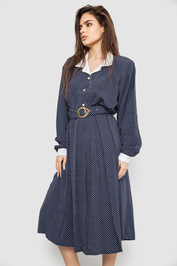 Костюм жіночий класичний у горох, колір синьо-білий, 167R3001