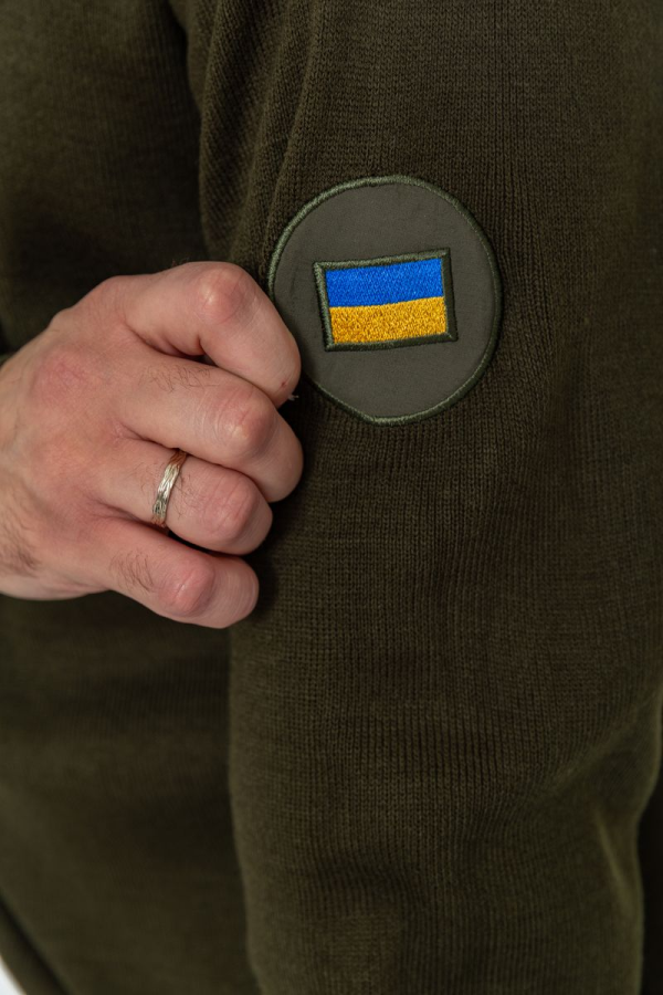 Гольф чоловічий з вишивкою тризуб, колір хакі, 161R07