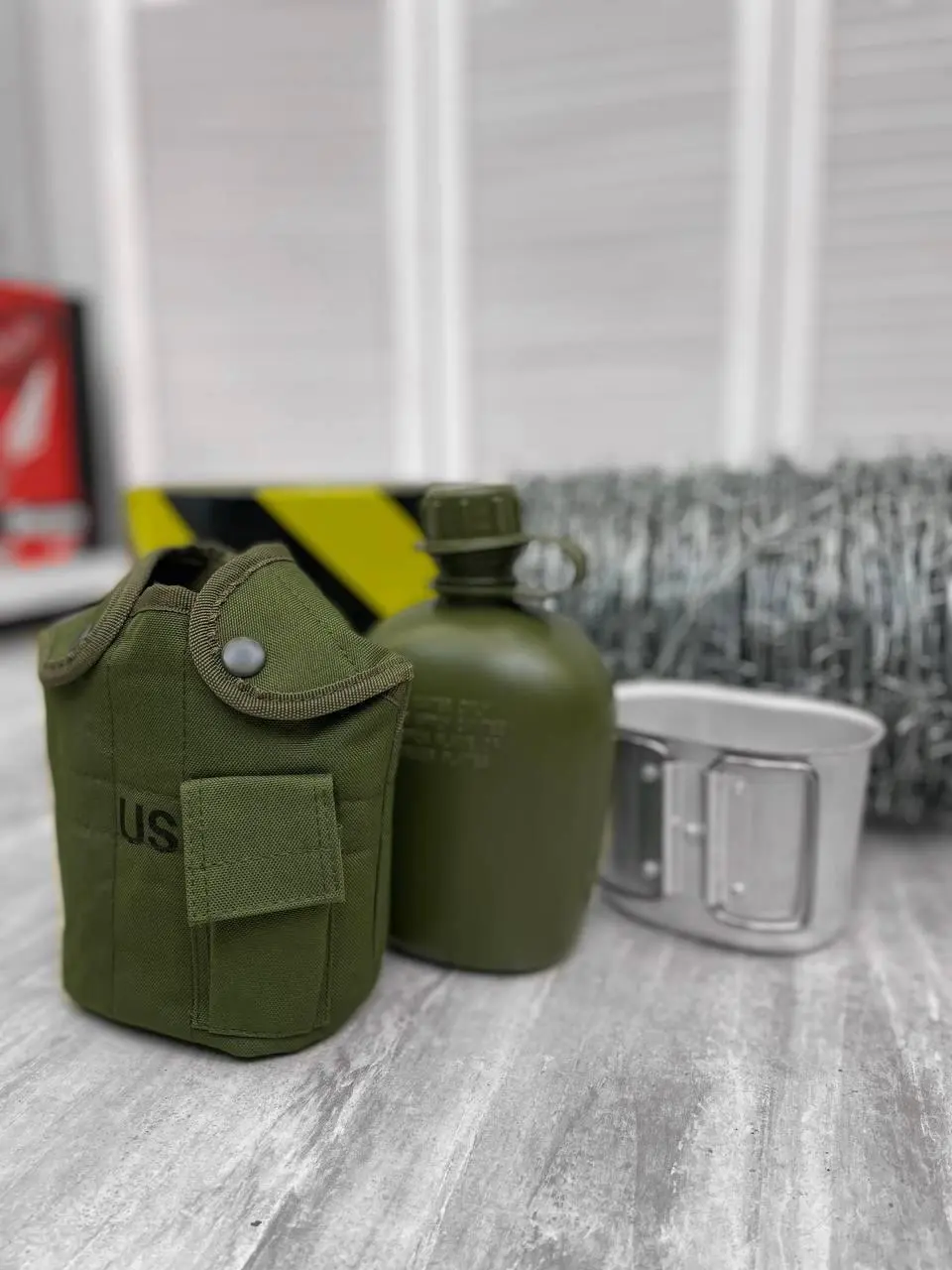 Фляга пластикова US 1L з казанком Olive