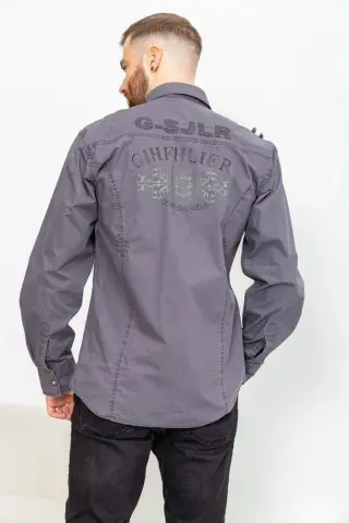 Сорочка чоловіча, колір темно-сірий, 131R148999
