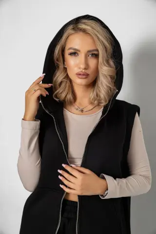 Костюм жіночий на флісі тринитка, колір чорний, 102R7725
