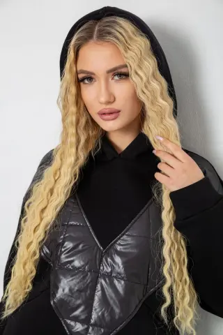 Худі жіночий на флісі тринитка, колір чорний, 102R7713
