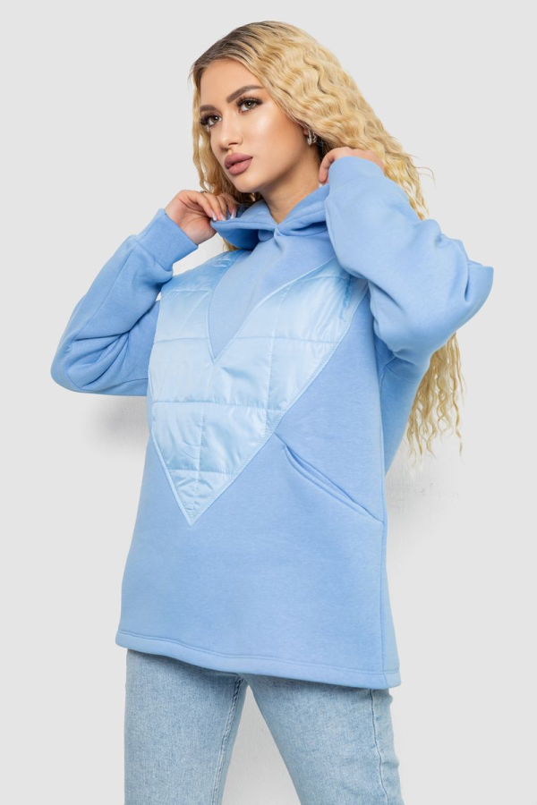 Худі жіночий на флісі тринитка, колір блакитний, 102R7713