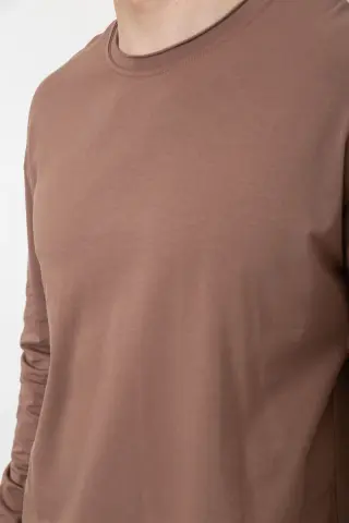 Чоловічий лонгслів однотонний, колір коричневий, 102R3308