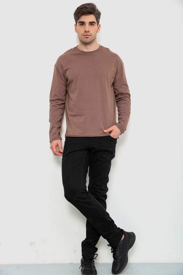 Чоловічий лонгслів однотонний, колір коричневий, 102R3308