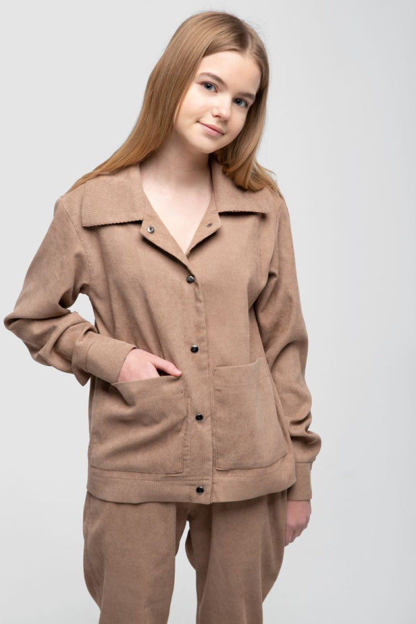 Костюм дитячий для дівчаток вельвет, колір бежевий, 102R1524
