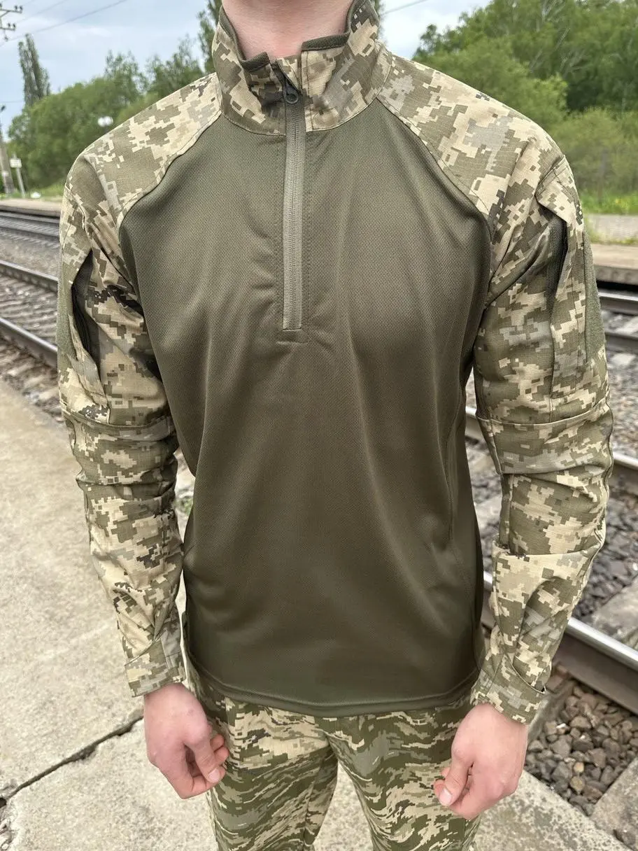 Тактична сорочка (убакс) піксель ріпстоп з налокітниками