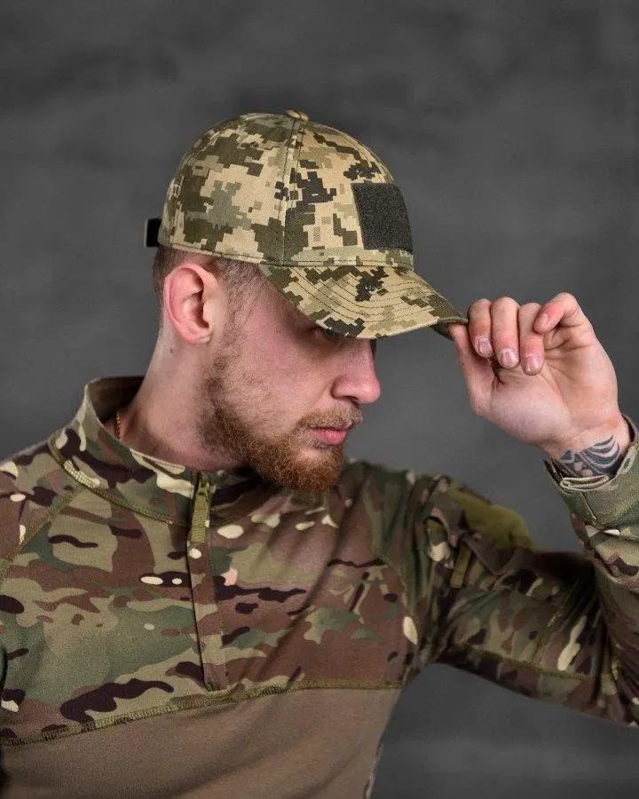 Бейсболка піксель ріпстоп з липучкою