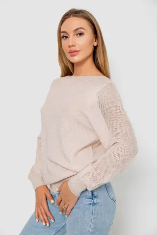 Кофта жіноча з манжетами, колір світло-бежевий, 244R999