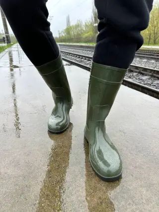 Чоботи гумові високі олива демісезон