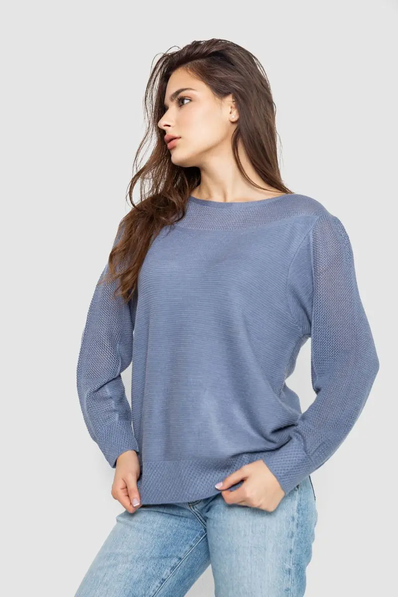 Кофта жіноча з манжетами, колір джинс, 244R999