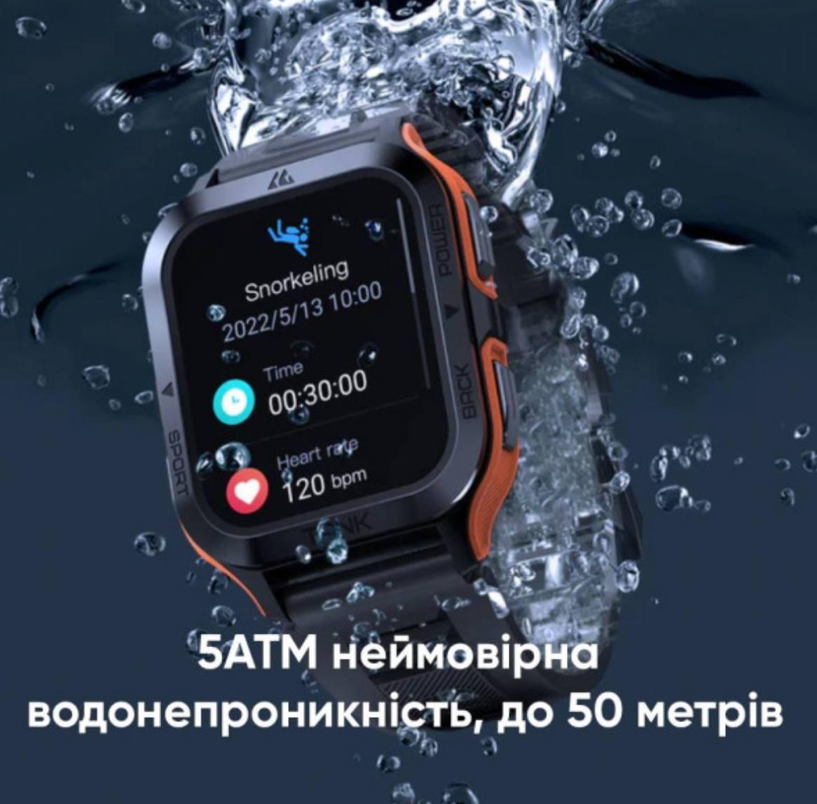 Спортивний Розумний Годинник Kospet Tank M2 Orange + Спортивні Режими, Водозахист, Дзвінки 1077-0249