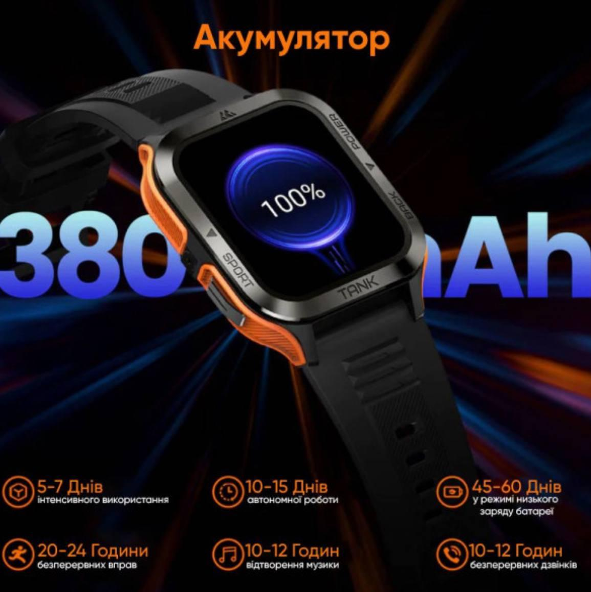 Спортивний Розумний Годинник Kospet Tank M2 Orange + Спортивні Режими, Водозахист, Дзвінки 1077-0249